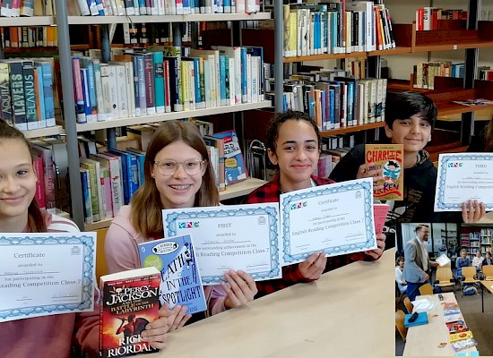 Reading Competition Classes 7: Johanna wins, Katharina second, Nehan third